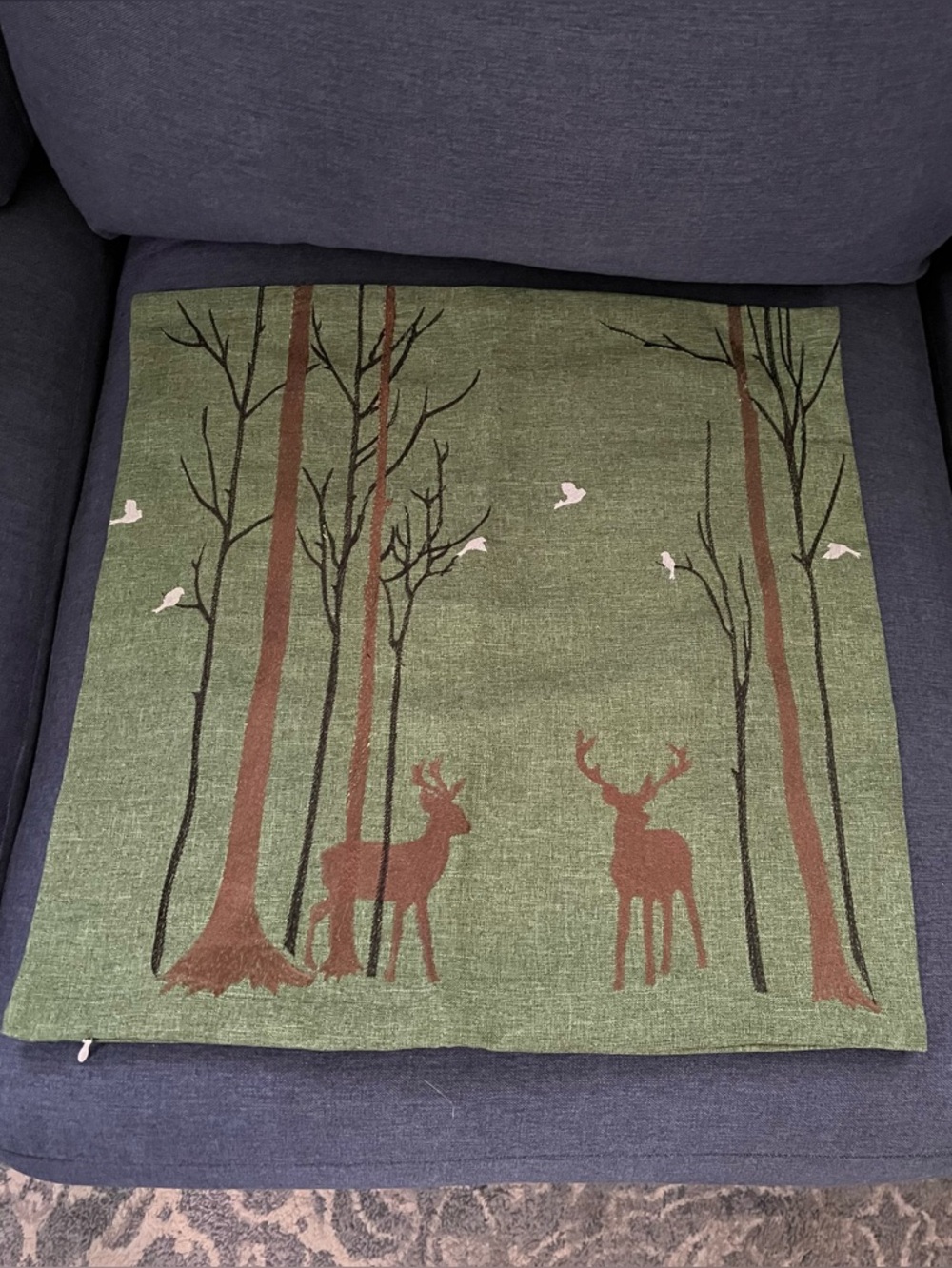 Woodland Deer Decorative Throw Pillow Cover zipper